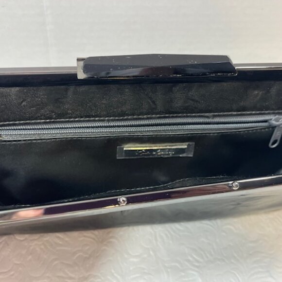 KATE LANDRY Sparkly Gray Evening Clutch Bag Purse w/Chain Strap 11"x5" - Picture 6 of 15